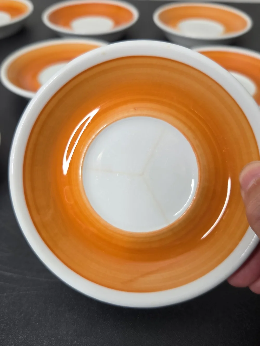 Form Shenango China Set of 8 Orange and White Glazed Saucer Plates 5